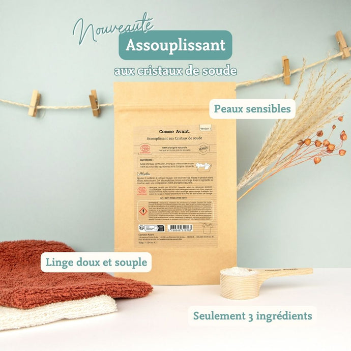 NOUVEAUTÉ : notre assouplissant en poudre 100% d’origine naturelle ! ✨