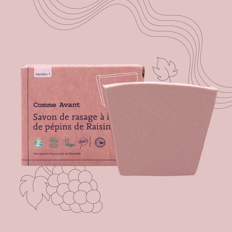 Savon de rasage à l'huile de pépins de raisin comme avant