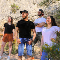 T-SHIRT EN LIN BLANC ET NOIR , POUR HOMME ET FEMME, FABRIQUÉ PRÈS DE MARSEILLE COMME AVANT